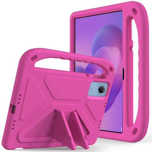 XunyLyee Niños Funda para Lenovo Idea Tab 11 Pulgadas (TB336ZU / TB336FU) 2025, Soporte Función con asa a Prueba de Golpes Funda, Rosa