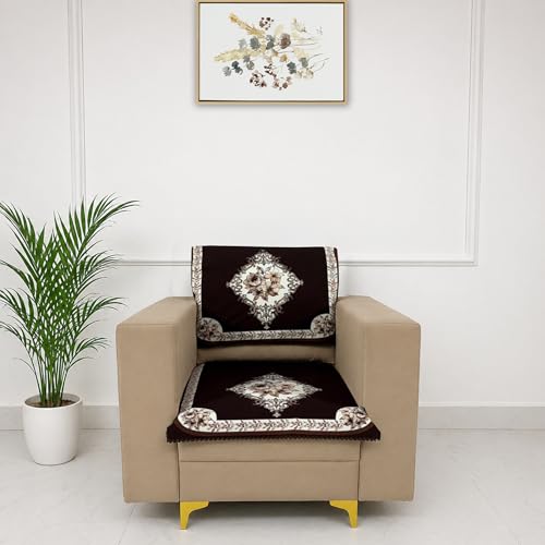 Image of Homerz Premium 'Luxe Series' Holland Velvet Sofa Cover | Smooth Finish | Anti-Skid Fleece Backing | Soft Touch Couch Protector for Living Room (Coffee, 1 Seater, Seat Cover with Backrest)
