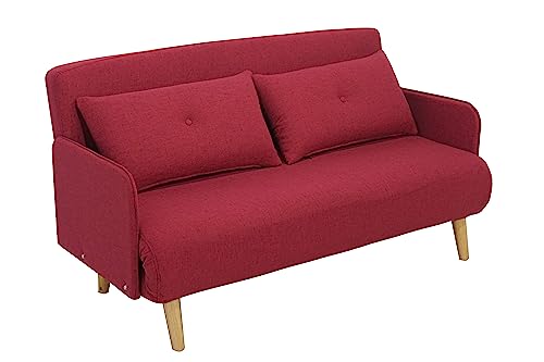 ITALFROM - Divano Letto 2 Posti (150x73x81cm) Divano Letto Matrimoniale Salvaspazio a Scomparsa, Due Posti con Telaio Solido in Acciaio con Imbottitura Comoda (Rosso)