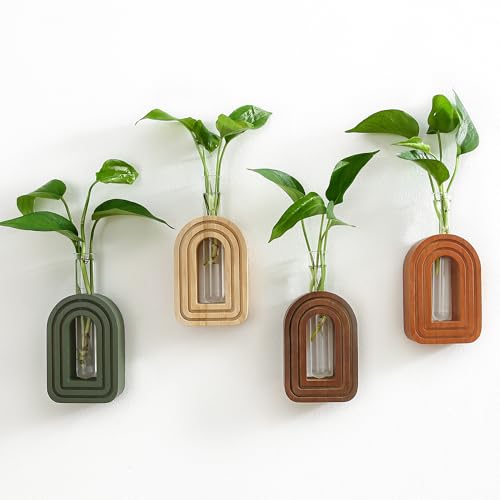 GRID FORTE Wood Wall Arched Propagation Vases (Set of 4),