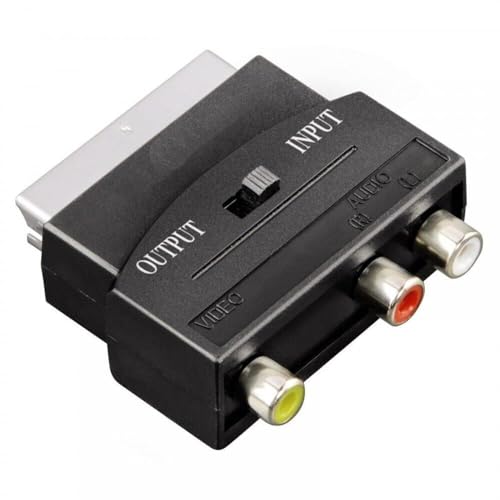 Mr.Gadget's Solutions 21 Pin RGB SCART to 3 x RCA (Phono) & S-Video Adapter, Switchable Composite AV TV DVD VCR Connector Cable Adaptor, Audio/Video