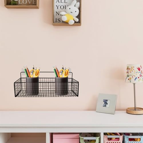 Gzsekken Wall Storage Basket 2 Pack schwarzer Metalldraht Aufbewahrungskörbe keine Bohrung Installation Badezimmer Korb kleine Speisekammer Körbe für Schränke, Speisekammer, Schränke,