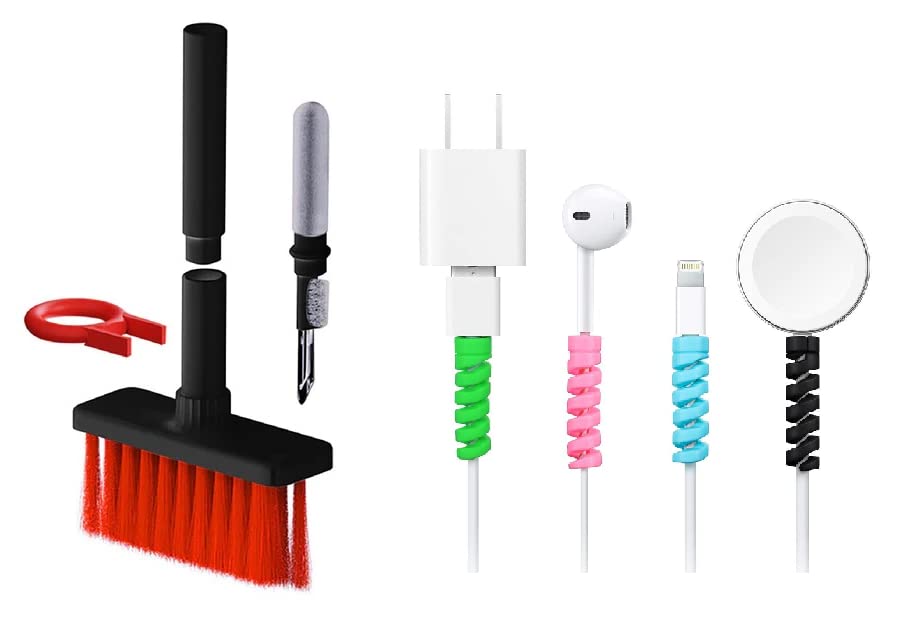 Image of SAVE 5-in-1 Multi-Function Earphones Electronics Cleaner Kit with Set of 4 Cable Protectors | Earphones Cleaner Pen | Earpods Earbuds Headphones Cleaner | Laptop and Keyboard Cleaner