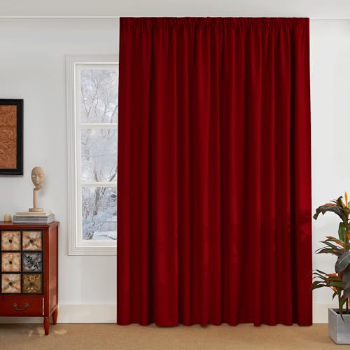 PONY DANCE Cortinas Dormitorio Opacas, Cortinas Termicas Aislantes Frio y Calor 3 Metros para Riel de Salon, 1 Pieza, 300x245 CM, Rojo