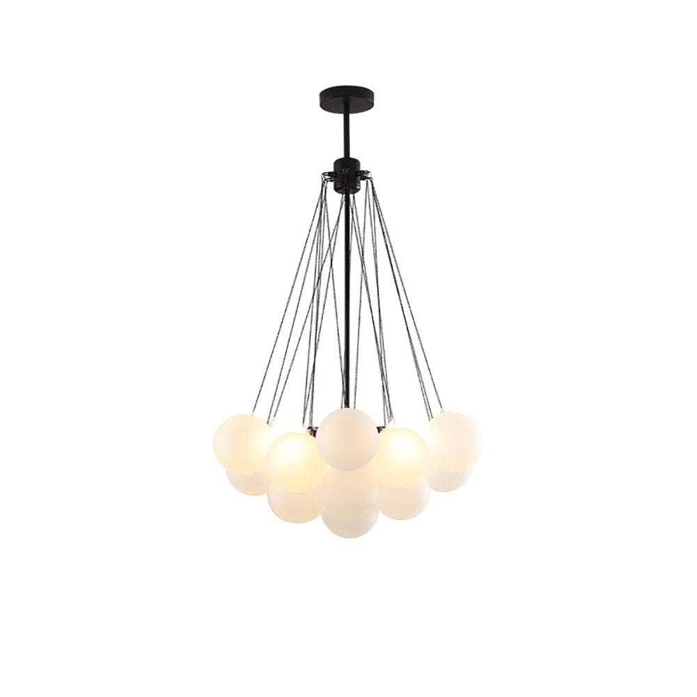 AYMAYA Simple Bubble Ball Glass Chandelier,White Glass Magic Bean Chandelier,Light Luxury Balloon Chandelier,For Dining Room Living Room Bedroom-Black. 40cm