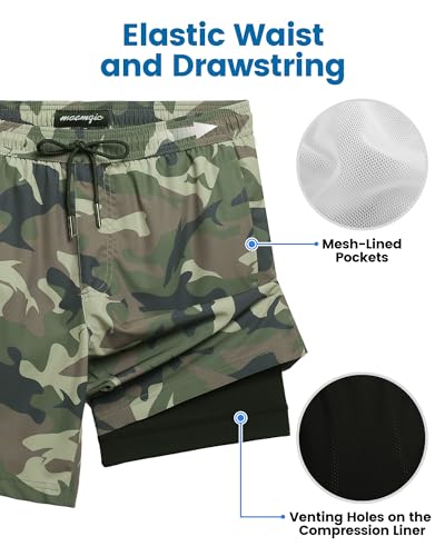 Image of maamgic Mens Swim Trunks with Compression Liner 7 Inch Inseam Mens Bathing Suit Quick Dry Swimming Trunks Swimsuit
