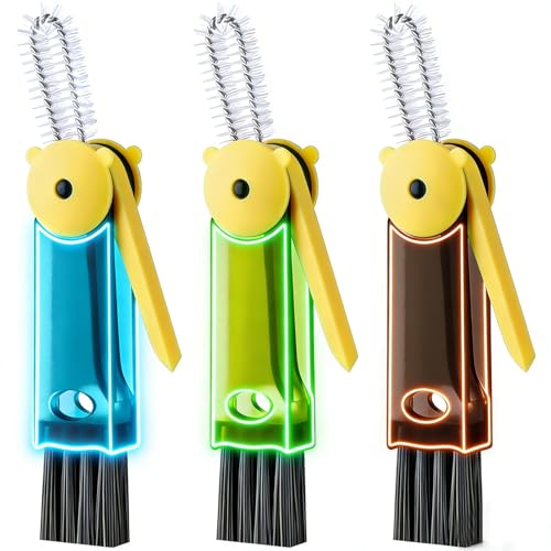 Image of 3 in 1 Cup Lid Cleaning Brush, Multifunctional Crevice Cleaning Brush for Water Bottle Insulated Cup Pacifier Tumbler Lid Groove Narrow Space Detail Cleaner Home Kitchen Gadgets(3 PCS)