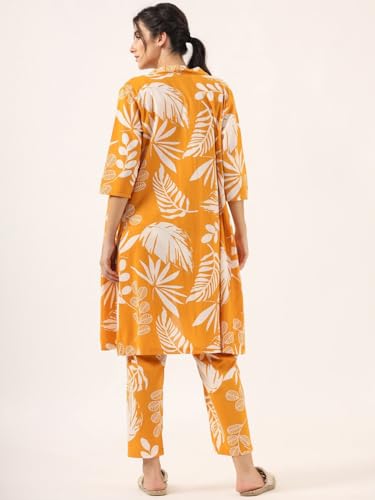 Image of Women's Printed Nightsuit Pajama with Top with Long Gown Lightweight Soft & Comfy Sleepwear for Girls & Women