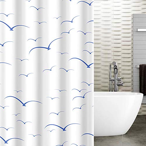 Tatkraft Seagulls Rideau de Douche 180 X 180 cm Textile Polyester avec 12 Anneaux
