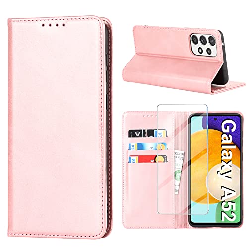 Coque Samsung Galaxy A52S 5G en cuir rose et verre blindé épuré