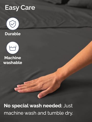 Image of Extra Deep King Fitted Sheet - Single Fitted Sheet Only - Charcoal | Easily Fits 18 inch to 24 inch Mattress, Soft, Wrinkle Free, Breathable & Comfy, Extra Deep Pockets Hotel Luxury Fitted Sheet