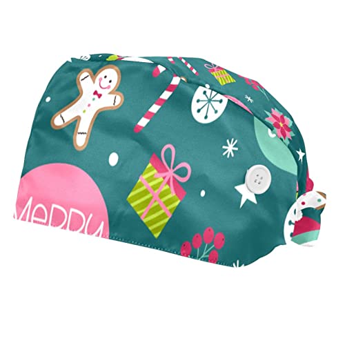 Couvre-chef Noël pour cuisine et atelier : lot de 2 casquettes de travail mignonnes