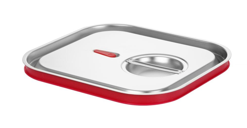 HENDI Coperchio per Contenitore GN 2/3, in Acciaio Inossidabile, con Bordo in Silicone e Valvola di Vuoto, Chiusura Ermetica, Resistente da -40° a 121°C, 354x325mm