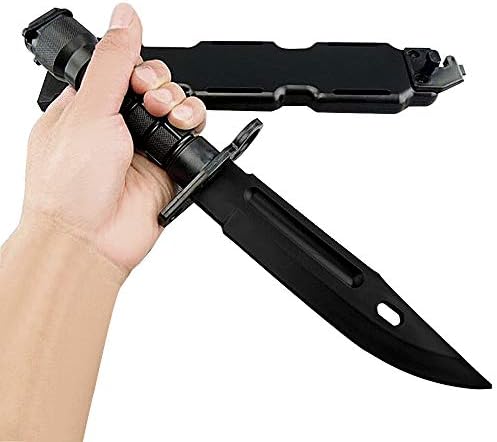 Ciyuhome Tactical Rubber Knife,Military Training ABS Plastic Dagger M9 M16 Fixed Blade Knives Scabbard Model Kit for Airsoft GunToy Martial Arts Pretend Play Cosplay Funning Game Halloween