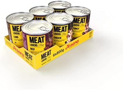 JOSERA Meat Lovers Pure Multipack (6 x 800 g) | Adult | Premium Wet Food for Adult Dogs | 4 Different Varieties | High Meat Content (68%) | Grain-Free | Wet Dog Food | Pack of 6