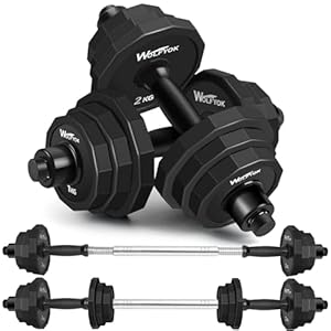 KISS GOLD Dumbbells Set, Adjustable Weights Dumbbell 22LB/44LB/66LB with Solid Steel, Barbell Free Weight Set with Connector Workout Home Gym Equipment for Men Women Strength Training Shaping