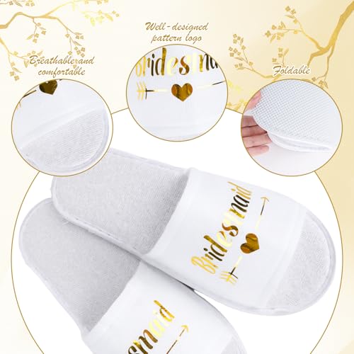 7 Pairs Bridesmaid Slippers, Wedding Bride Slippers Disposable Set, Bulk Bridesmaids Gifts for Wedding Day Team Bride Bridal Party Women Bachelorette Party Favor3