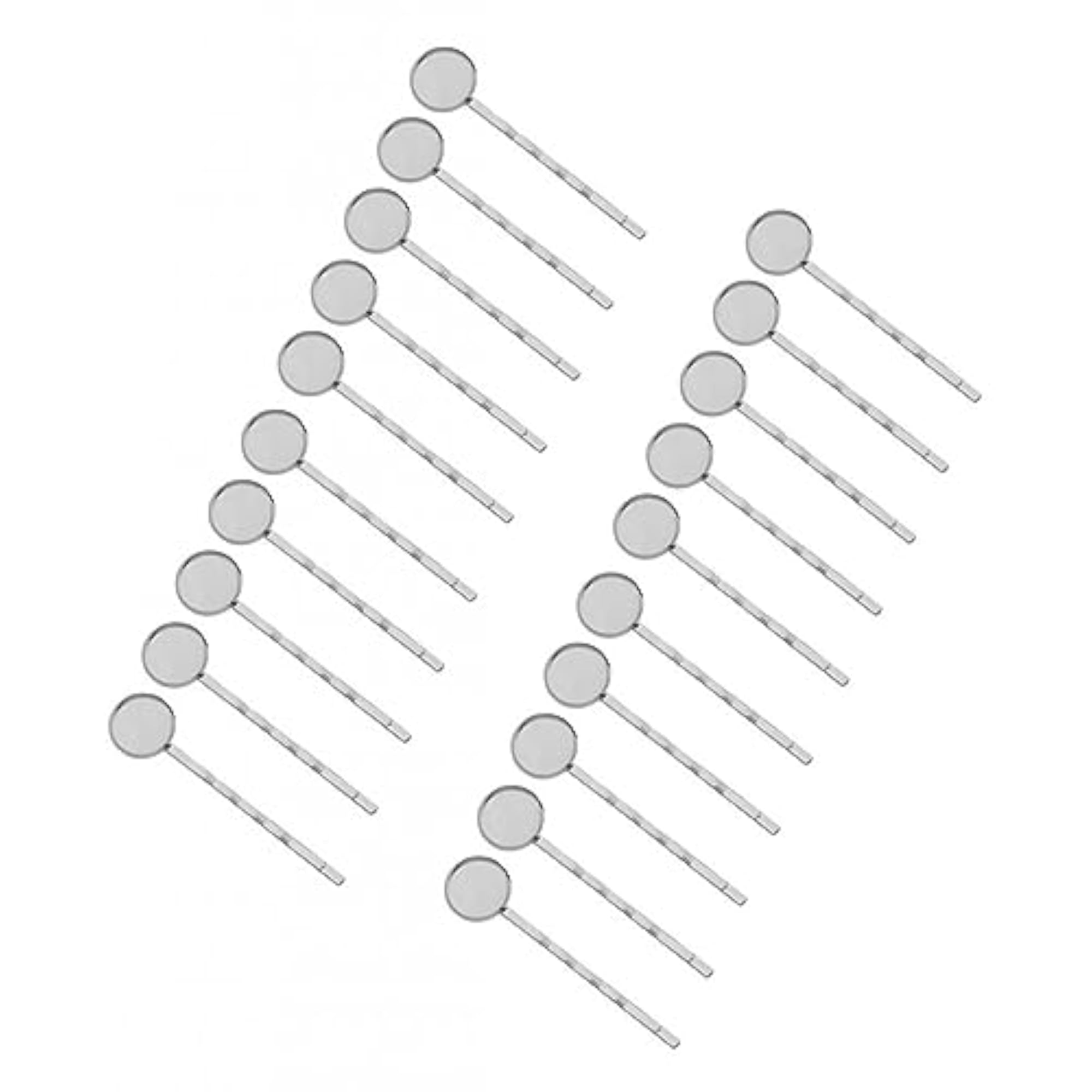 2x20Pcs Blank Cabochon Beads Hair Clip Setting Base Round 12mm Silver