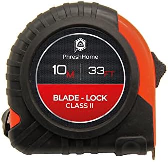 PhreshHome 10 Metre Tape Measure  Retractable Measuring Tape  10m/33ft Imperial & Metric Measurements with 25mm Blade  Impact Resistant with Rubber Outer Cover  Suitable for Professional Use