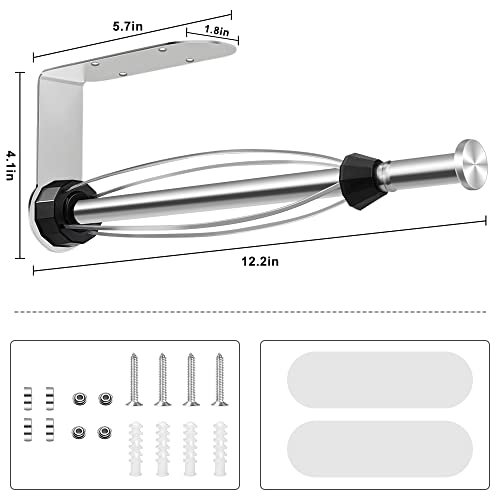 Paper Towel Holder Under Cabinet With Damping Effect For Kitchen Bathroom,Single Hand Operable Wall Mount Paper Towel Holder,Stainless Steel Paper Roll Holder Adhesive Or Screw(Upgrade-Silver) #TOP1