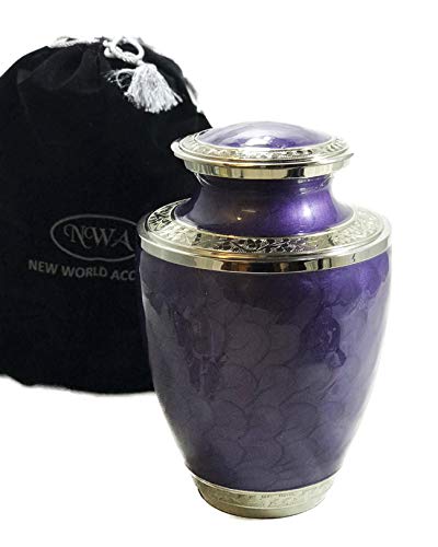 NWA Cremation Urn, Lavender Adult Funeral Cremation Urns with Black Velvet Bag