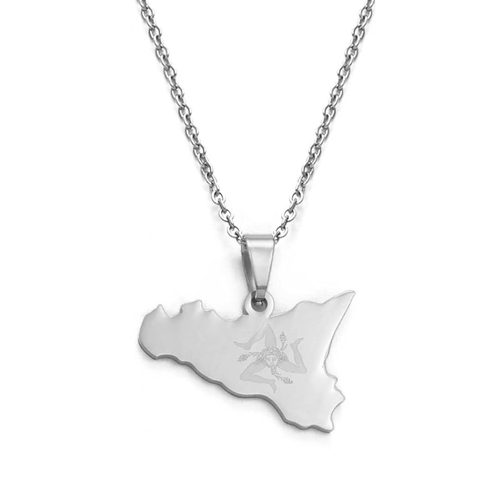 Collana con Ciondolo Mappa dello Sri Lanka in Acciaio Inox Placcato Oro 18K, Gioiello Minimalista