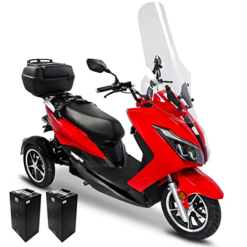 Rolektro Maximus MX3 E-Trike Elektromobil 25 km/h - 1500W Elektromoped für 2 Erwachsene - E-Moped 2 herausnehmbare Lithium Akkus - 3-Rad E-Mofa 140km Reichweite - Senioren-E-Dreirad Zulassung