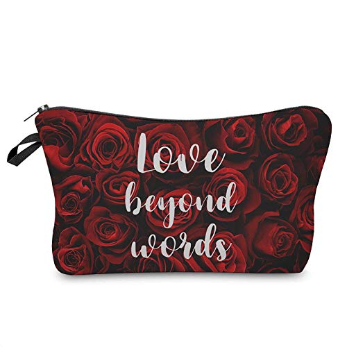 Preisvergleich Produktbild CEXWZQ Kosmetiktasche Organizer Tasche Bilden Druck Rose Fashion Frauen wasserdichte Schreibwaren Tasche Student Geldbörse Lippenstift Tasche