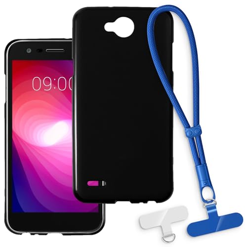 OAGELIM Case and Wrist Strap for LG X Power 2 - Black+Blue