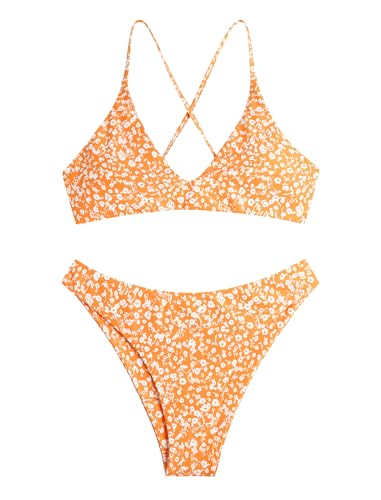 Image of ZAFUL Women's Tie Back Padded High Cut Bralette Bikini Set Two Piece Swimsuit