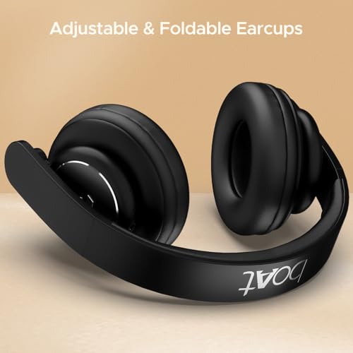 Image of boAt Rockerz 450 Bluetooth On Ear Headphones with Mic Up to 15 Hours Playback, 40 MM Drive, Padded Ear Cushion, Integrated Controls and Dual Mode (Luscious Black)