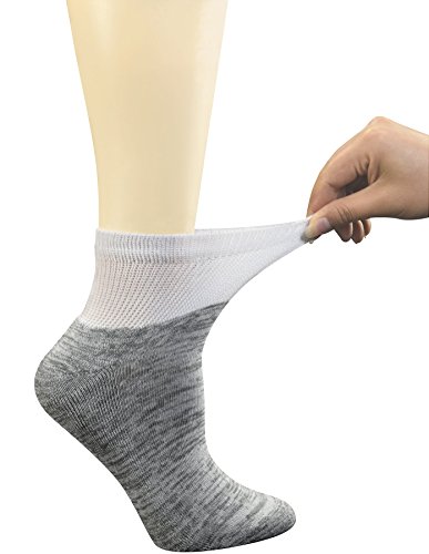 Yomandamor Ladies 6 Pairs Bamboo Diabetic Ankle Socks with Non-Binding Top And Cushion Sole,L Size