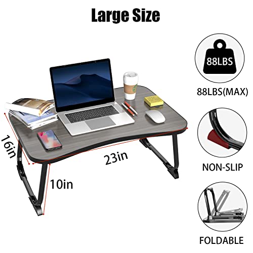 MIIRR Foldable Lap Desks for Laptop, 23.6 inch Portable Bed Tray Table, Laptop Desk for Working, Writing and Eating (Black) - Image 3