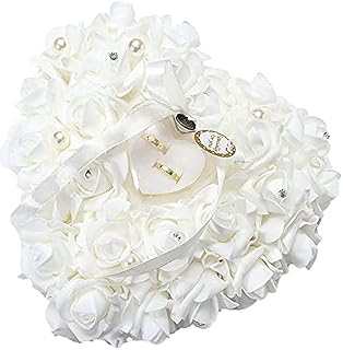 Romantic Heart Shape Rose Flowers Ring Box Wedding Ring Bearer Pillow