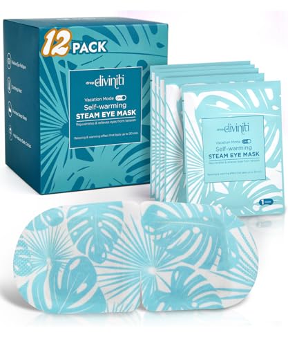 12-Pack Steam Eye Mask - Self Warming Heated Eye Mask for Dry Eyes, Up to 110F Degrees, Fast Soothing Relief - Puffy Eyes, Insomnia, Migraine - Stye Eye Treatment - Warm Compress for Eyes DiviniTi