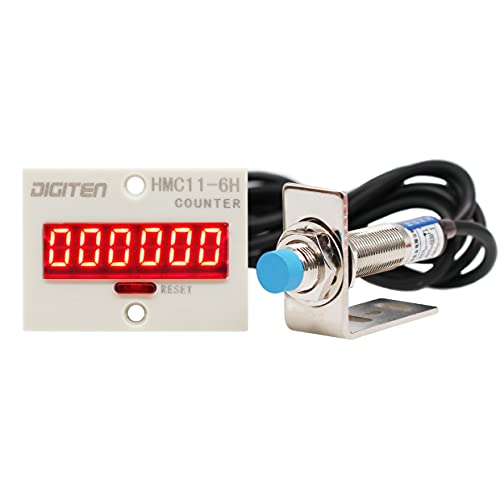 Image of DIGITEN 12V-24V 6-Digit 0-999999 LED Display Digital UP Counter+Inductive Proximity Switch NPN Sensor+Holder