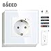 Price comparison product image BSEED WiFi Smart Socket Compatible with Alexa and Google Home Tempered Glass Single EU Socket Standard Outlets White 86mm