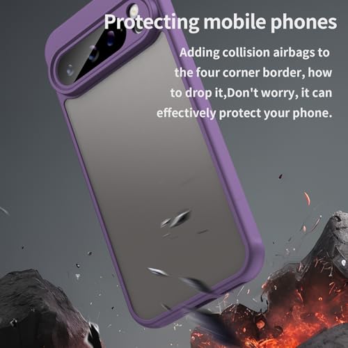 Coque Google Pixel 9 Pro XL fine antichoc bumper TPU dos rigide violet mat