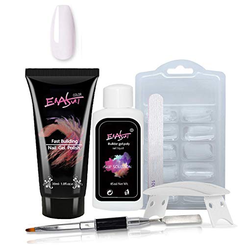 ENASUI 30ml Nail Extension Gel with Mini Nail Lamp Slip Solution Nail Enhancement Trial Kit Poly Nail Extension Gel Kit Nail Technician All In One Kit for Starter (white)