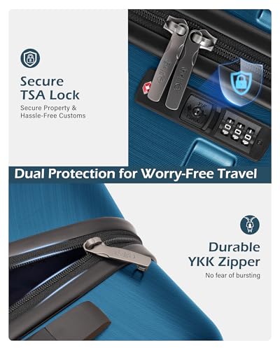 Image of Coolife Luggage Expandable(only 28 inch) Suitcase PC+ABS Spinner Built-in TSA Lock 20in 24in 28in Carry on (Caribbean Blue, M(24in).)