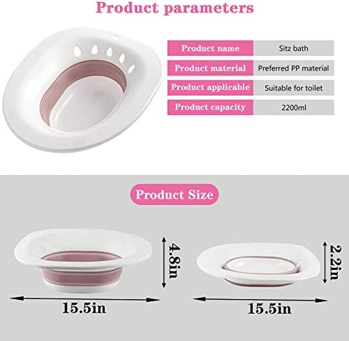 Foldable Sitz Bath for Toilet,Seat Sitz Bath Basin for Pregnant Women,Hemorrhoids,Elderly,Fits Universal Toilets and Commode Chair (Pink)