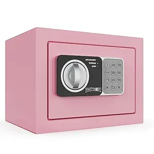 Safe Box with Digital Electronic Security Keypad Mini Small Safe,Money Safe,Wall or Cabinet Safe for Home Office Travel Business Use, 0.236 Cubic Feet Pink