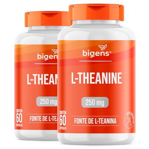 L-Theanine Teanina 250mg, 60 capsulas, Bigens (Kit 2)