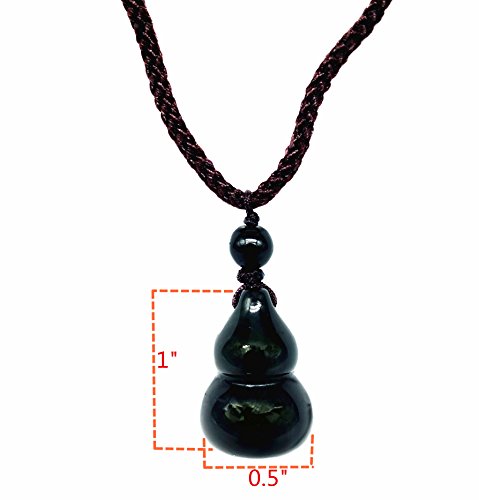 Betterdecor Feng Shui Black Obsidian Wu Lou Hu Lu Gourd Pendant Amulet For Health And Protection (With A Pouch) #TOP5