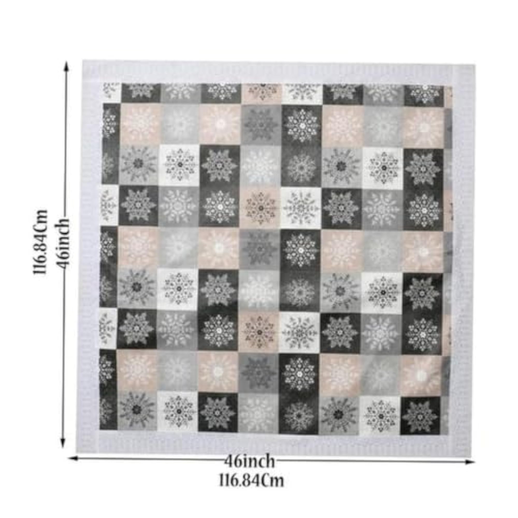 Snowflake Print PVC Tablecloth, 48x48 Inch
