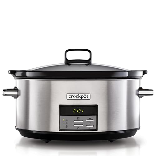 Crockpot Mijoteuse numérique | 7,5 l (10+ personnes) | avec cocotte compatible four | Compatible lave-vaisselle | Acier inoxydable [CSC063X]