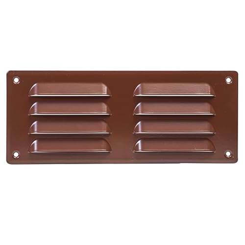 Brown Metal Air Vent Grille - 260mm x 105mm - with Fly Screen, Flat Louvre - Duct Cover.