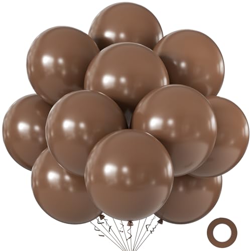 Image of KALOR 18 Inch Brown Large Latex Round Balloons 30-Pack