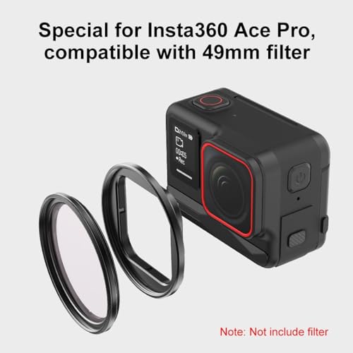 Soporte de filtro de lente para insta360 Ace Pro marco protector de metal de 49 mm negro 6