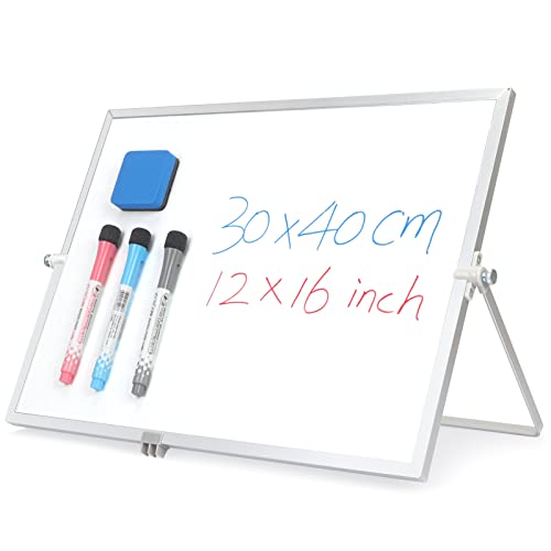FYY Tableau Blanc 30 x 40 cm, Tableau Effaçable à Sec Magnétique Double Face, Tableau Blanc Debout, avec Gomme de Marqueurs Effaçables à Sec, Nettoyage Facile Cover